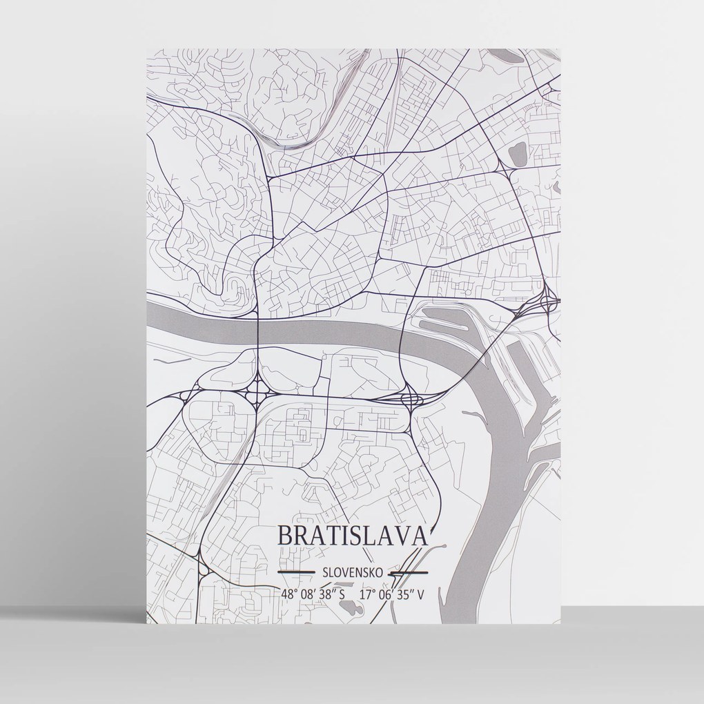 Hliníková mapa Bratislavy L (49×69 ㎝) Biela