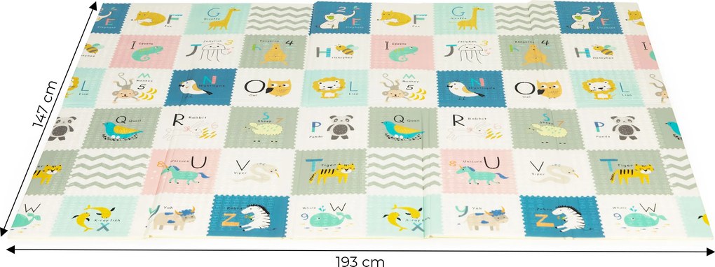 ECOTOYS detská skladacia obojstranná penová podložka 147×193 cm, protišmyk, s taškou