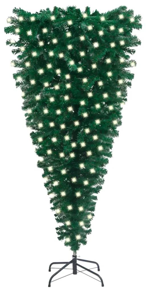 Obrátený umelý vianočný stromček s LED zelený 240 cm 3077977