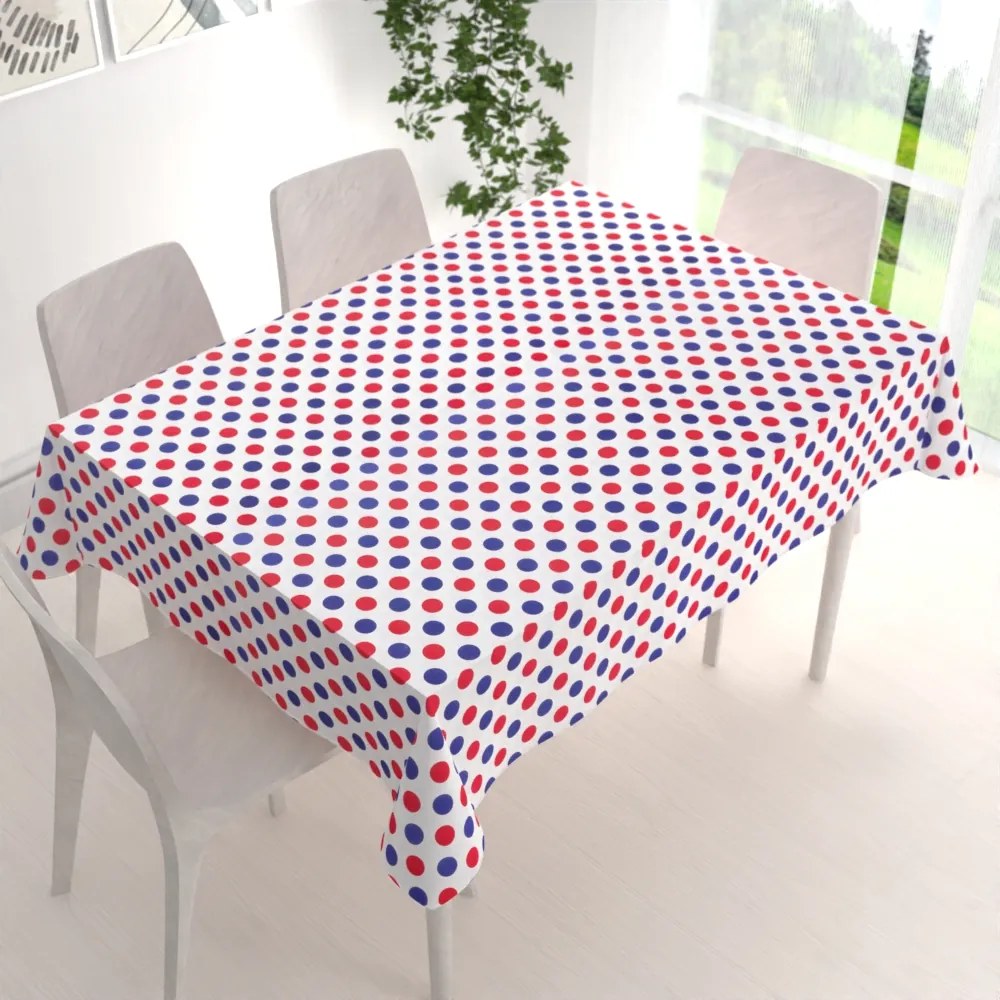 Biante Bavlnený obdĺžnikový obrus Sandra SA-242 Červené a modré bodky 50x100 cm