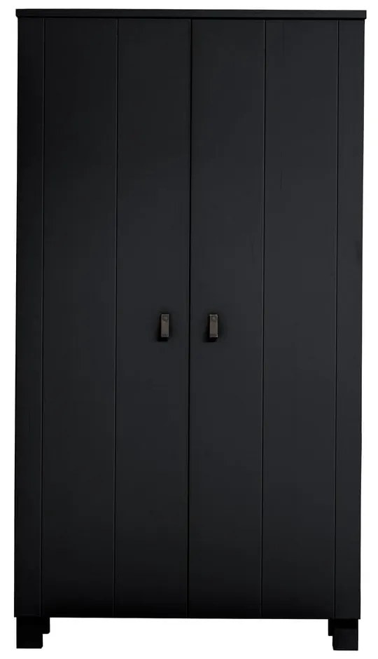 Čierna šatníková skriňa z borovicového dreva 111x202 cm Ties – WOOOD