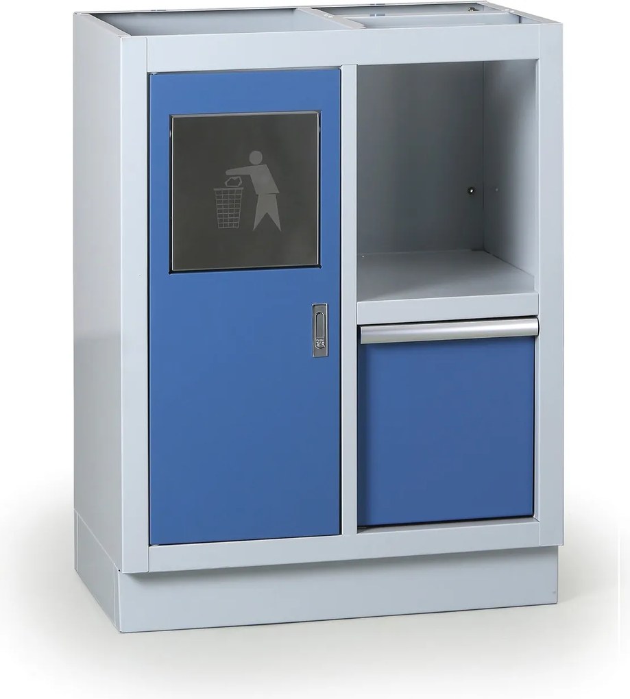 Dielenská skrinka s odpadkovým košom k pracovnej doske EXPERT, 680 x 455 x 910 mm, modrá