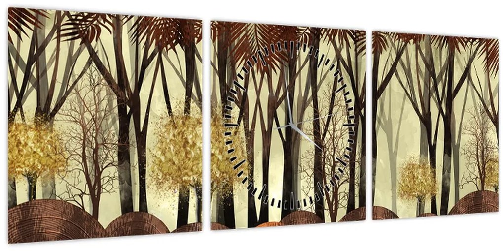 Obraz - Dekoratívne les (s hodinami) (90x30 cm)