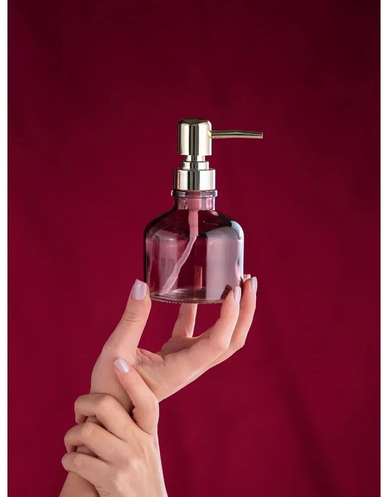 Tmavoružový sklenený dávkovač mydla 200 ml Atessa – Wenko