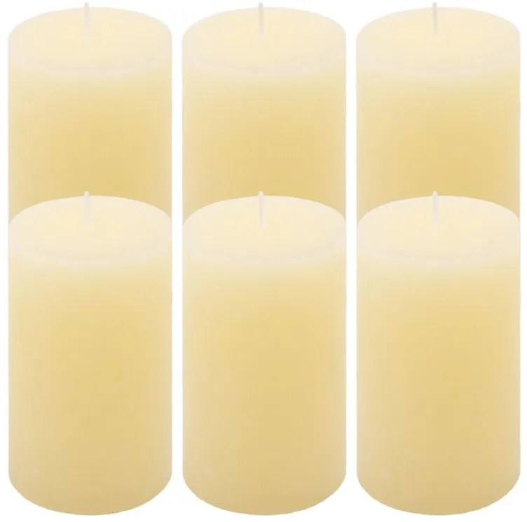 Krémová parafínová sviečka rustikálna 11,5 cm, 40h, sada 6ks
