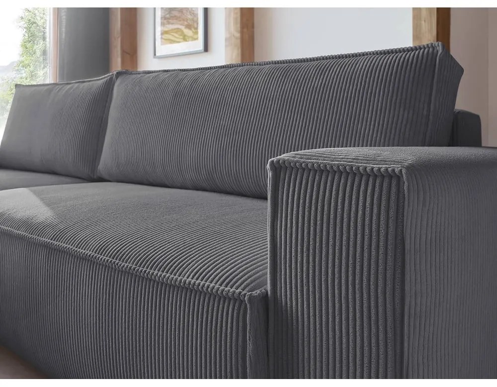 Tmavosivá menčestrová rozkladacia rohová variabilná pohovka Nihad – Bobochic Paris