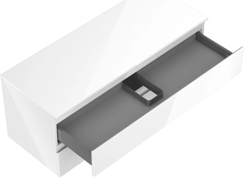 Mexen Orio, kúpeľňová skrinka 120 cm s hornou časťou, 2 zásuvky, biela lesklá, 91A10-12047-2-BFFC00