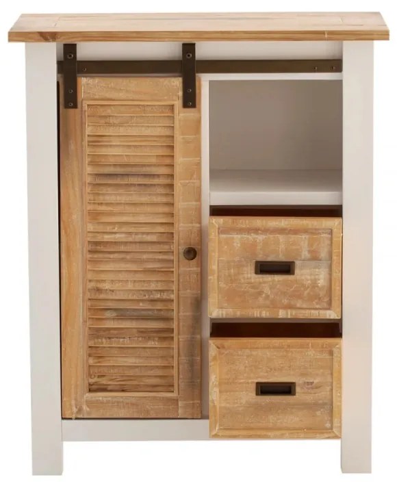 furniture-nabytek.cz - Masívna komoda Capera z borovicového dreva a MDF, lakovaná, biela s hnedými detailmi