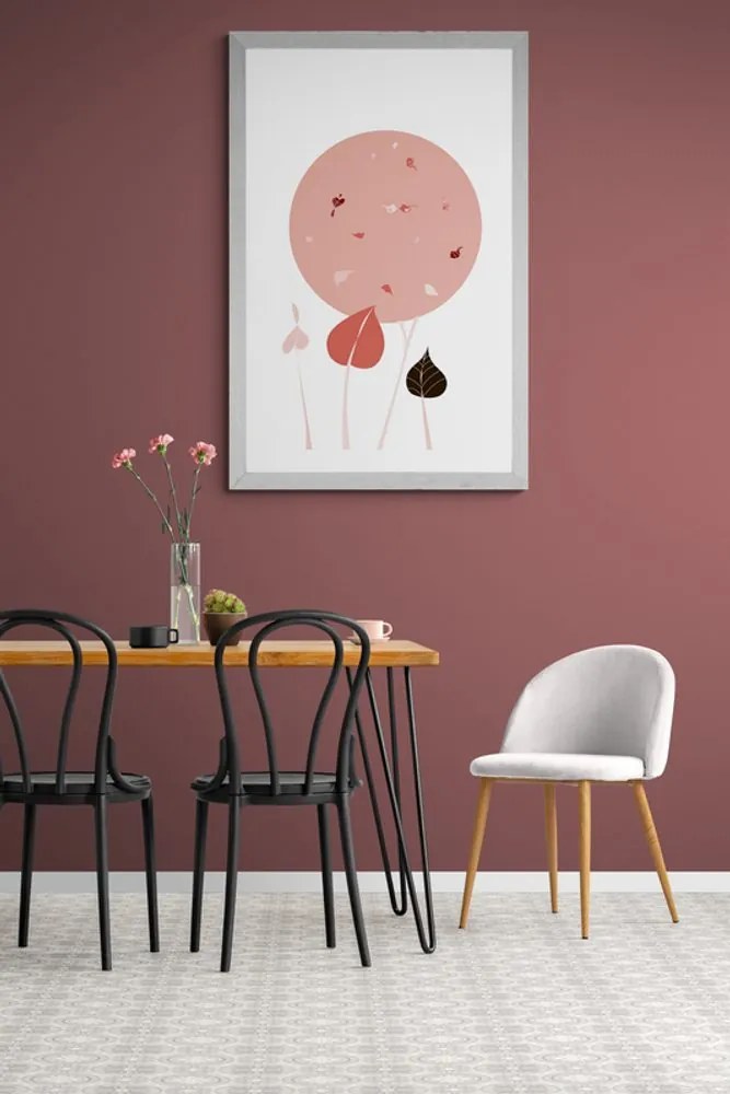 Plagát s paspartou zaujímavé prevedenie listov - 40x60 silver