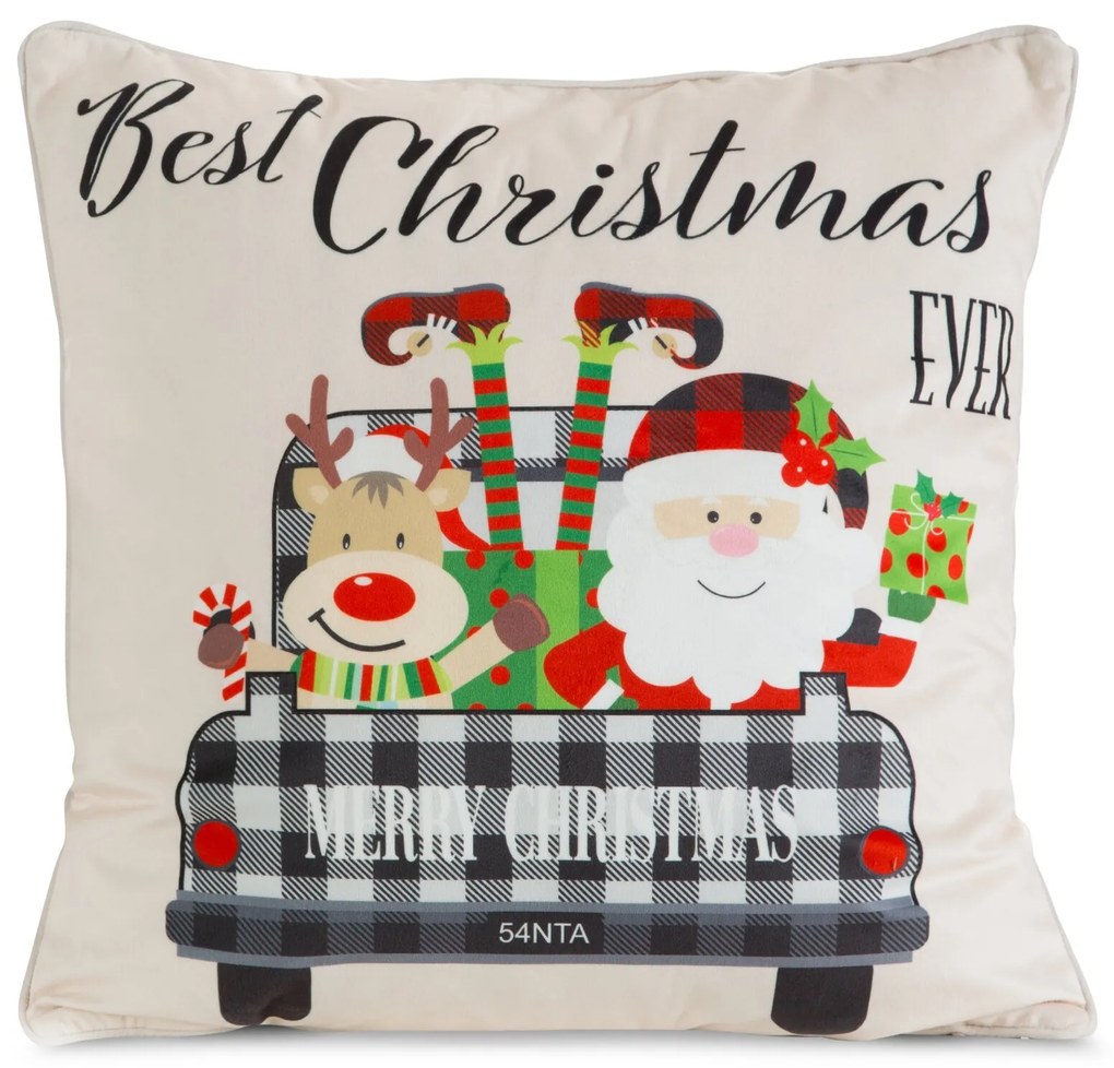 VIANOČNÁ DEKORAČNÁ OBLIEČKA NA VANKÚŠ SANTA7 45X45 CM VZOROVANÁ