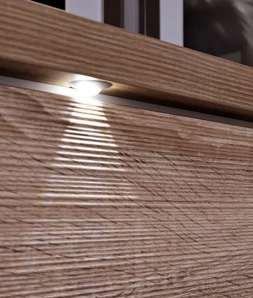 Obývacia stena Caracas Media, dub/biely lesk, s osvetlením