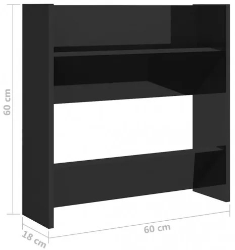 vidaXL Nástenné botníky 2 ks lesklé čierne 60x18x60 cm drevotrieska-