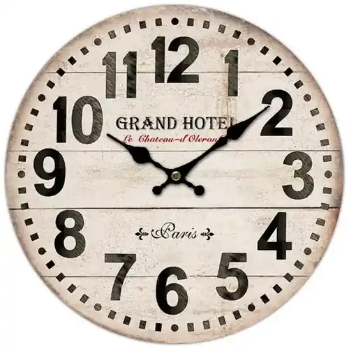 Drevené nástenné hodiny Grand hotel Paris, pr. 34 cm | BIANO