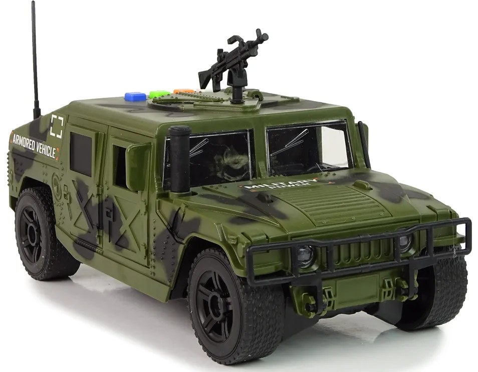 LEAN TOYS Vojenské vozidlo, trecí pohon – tmavá camo