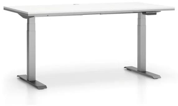 PLAN Kancelársky pracovný stôl SINGLE LAYERS bez prepážok, nastaviteľné nohy, biela / sivá