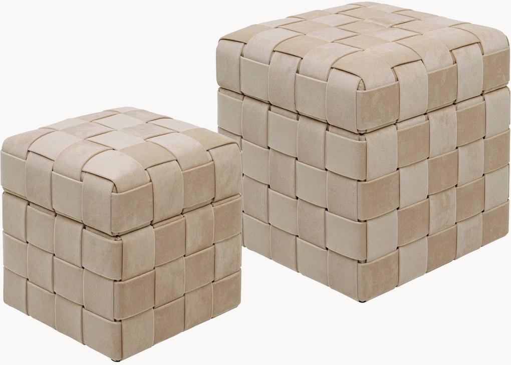 Zamatové taburetky's úložným priestorom Weave, 2 ks