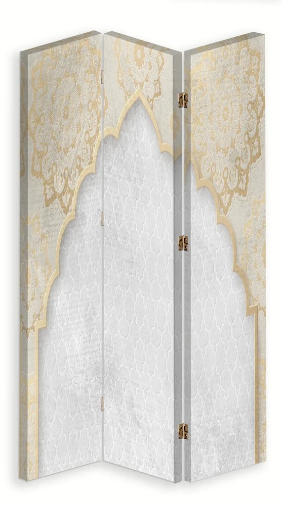 Gario Paraván Orientálny vzor v zlatej farbe Rozmery: 145 x 170 cm, Prevedenie: Otočný paraván 360°