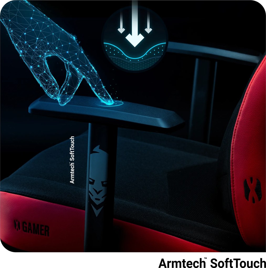 Herné kreslo z eko-kože Normal Size, červený-čierny: Diablo X-Gamer 2.0 Deep Red