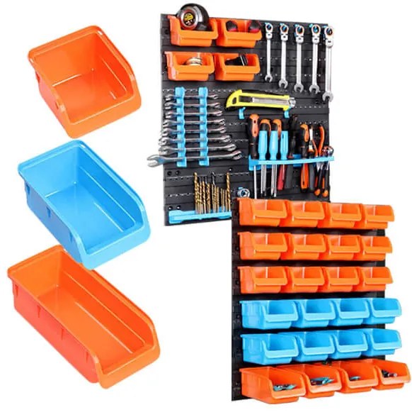 Nástenný organizér na náradie a skrutky- 2 typy-43 kusový