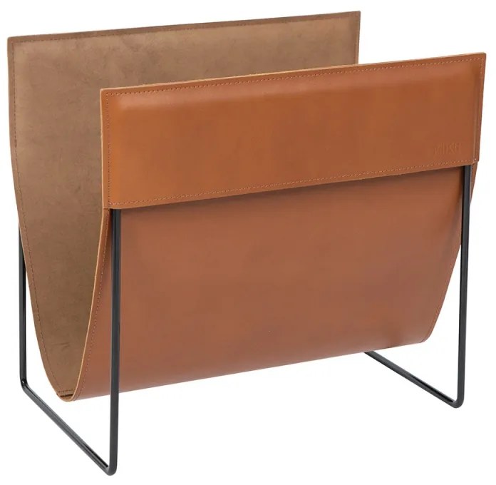 Stojan na časopisy Makasiini, koža / hnedý
