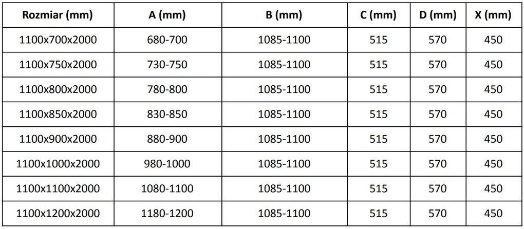 Mexen Velar L, sprchový kút s posuvnými dverami 110 x 120 cm, 8mm číre sklo, čierna matná, 871-110-120-03-70