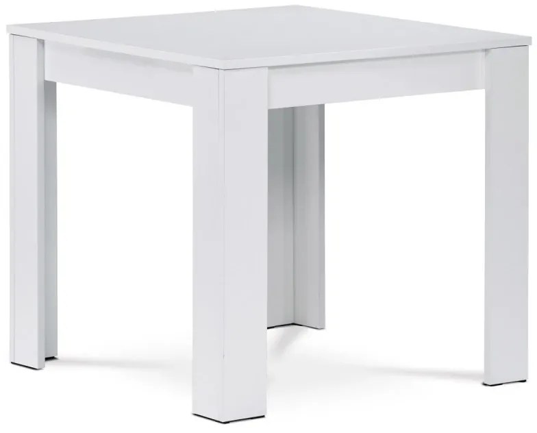Jídelní stůl 80x80x75 cm, MDF, hladké bílé matné lamino