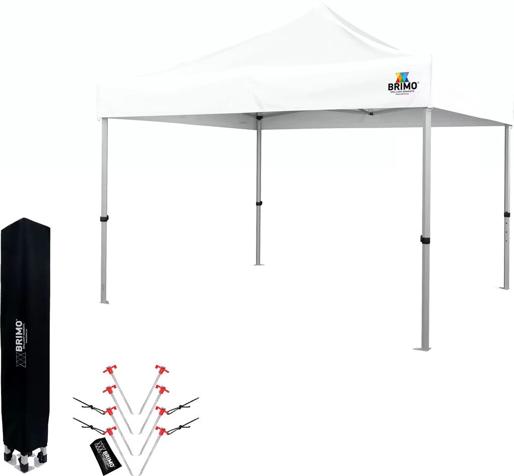 BRIMO Záhradný Altánok Skladací 3x3 m | Prémiová UV/PVC Ochrana | Pevná Konštrukcia BRIMO | Rýchle Skladanie Bez Náradia - bez stien - Biela 35