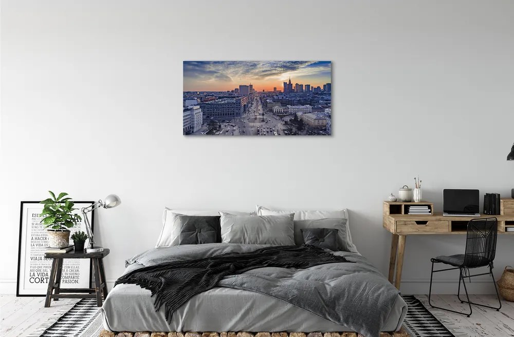 Obraz na plátne Varšava mrakodrapy Sunset 125x50 cm