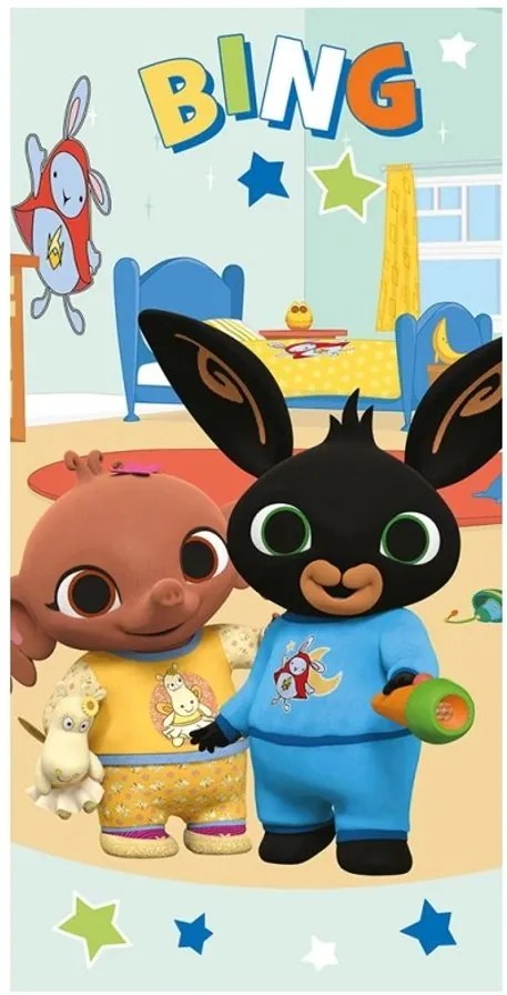 Bavlnená plážová osuška Zajačik Bing a Sula v pyžame - 100% bavlna - 70 x 140 cm