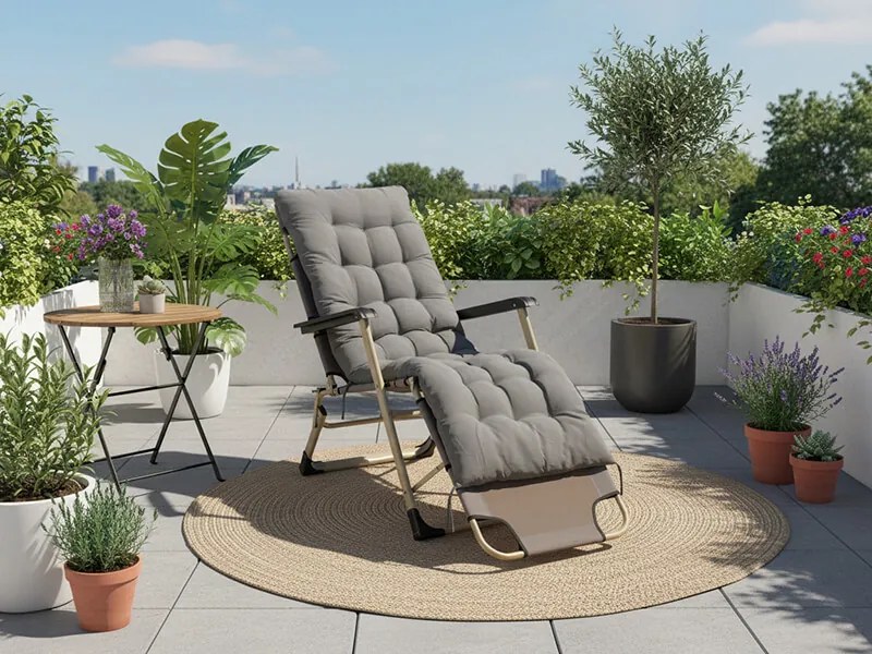 CH Záhradné skladacie relaxačné kreslo s vankúšom Zero V - tmavosivá