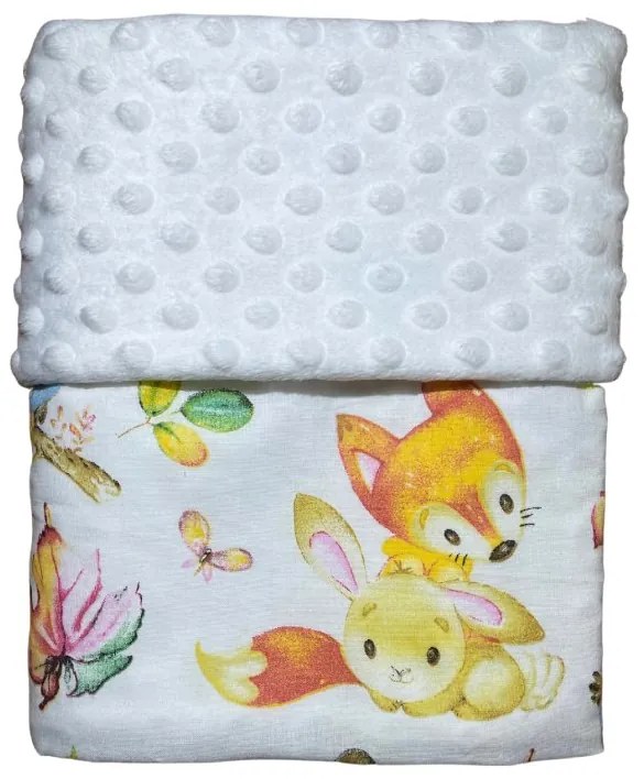Detská deka Lesné zvieratká/minky biela 60x70 cm – obojstranná deka s roztomilým motívom