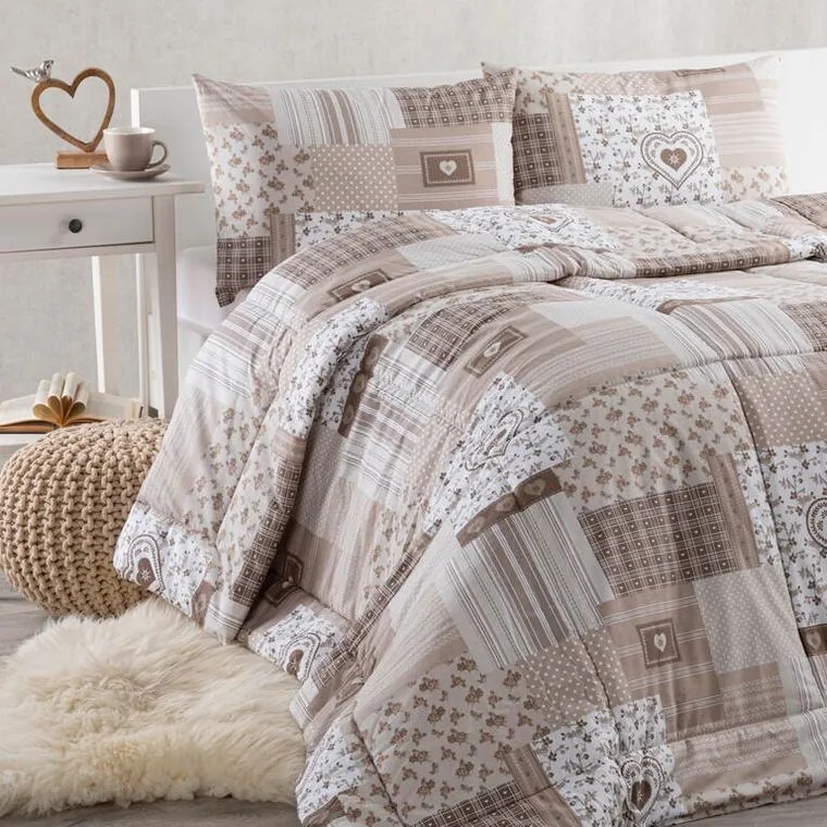 Letná sada periny a vankúša PATCHWORK, béžová