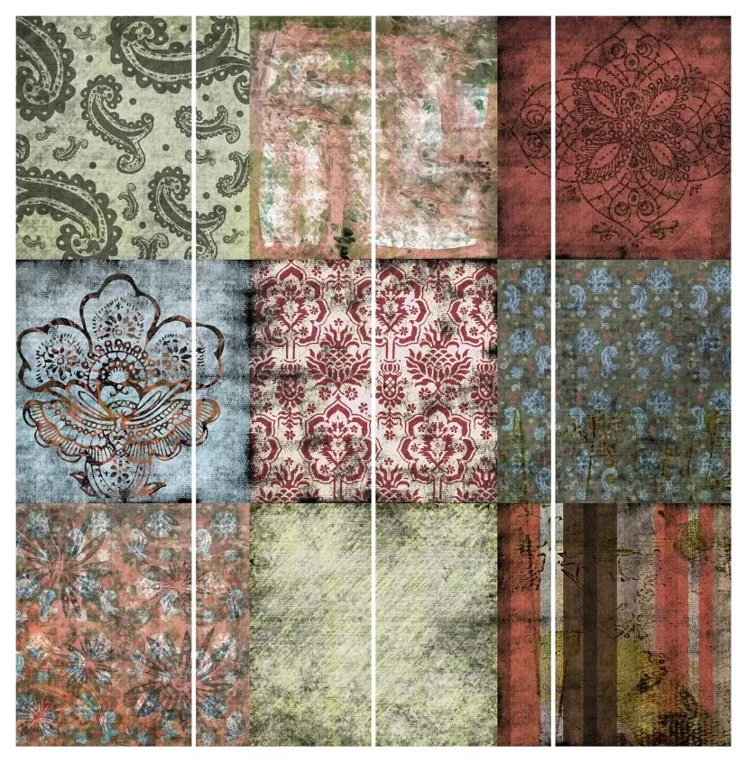 MANUFACTURER -  Súprava posuvnej záclony - Staré vzory - 4 panely