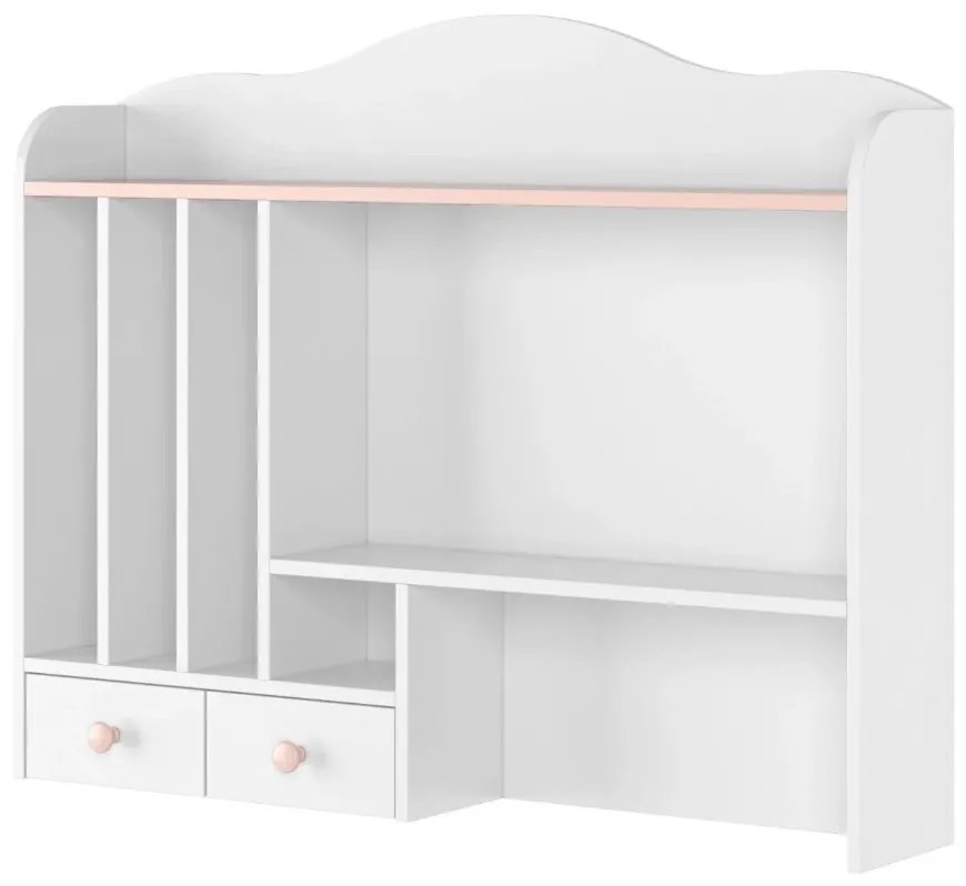 NADSTAVEC / REGÁL PRE PISACÍ STÔL ELIŠKA BIELY + RUŽOVÝ