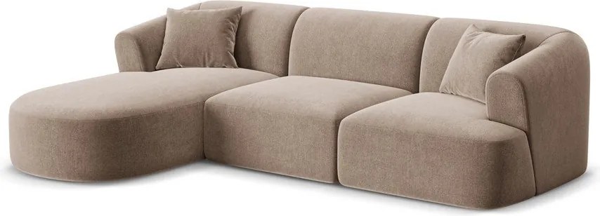 Svetlohnedá zamatová rohová pohovka (ľavý roh/s leňoškou) Campi – Cosmopolitan Design