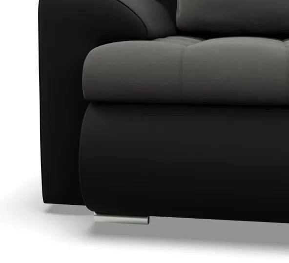 Sedacia súprava FORESTA v tvare U, pravá tmavosivá / čierna