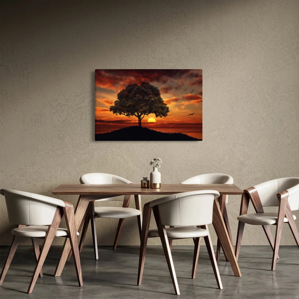 Obraz stromu pri západe slnka (90x60 cm)