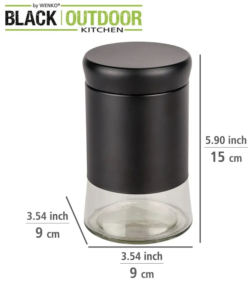 Sklenená dóza na potraviny Black Outdoor Kitchen Boga – Wenko