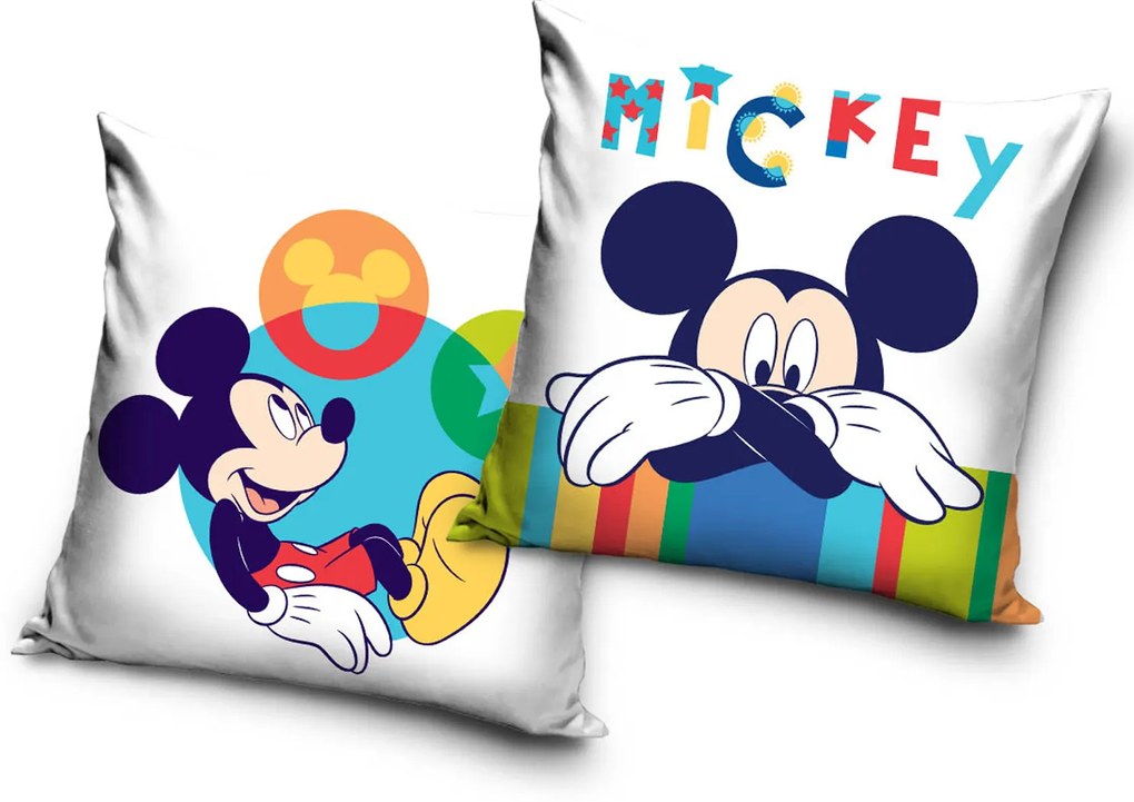 DETSKÁ DEKORAČNÁ OBLIEČKA NA VANKÚŠ MICKEY 40X40 CM VZOROVANÁ