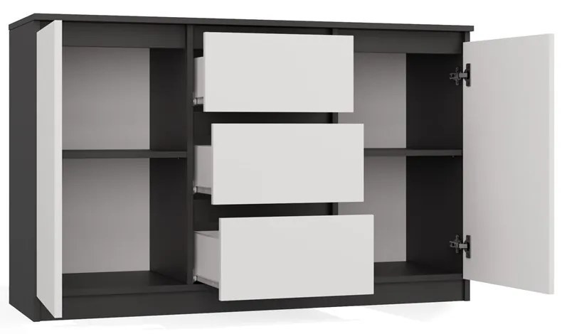 Komoda Malwa 2D3S 120 cm antracit/bílá