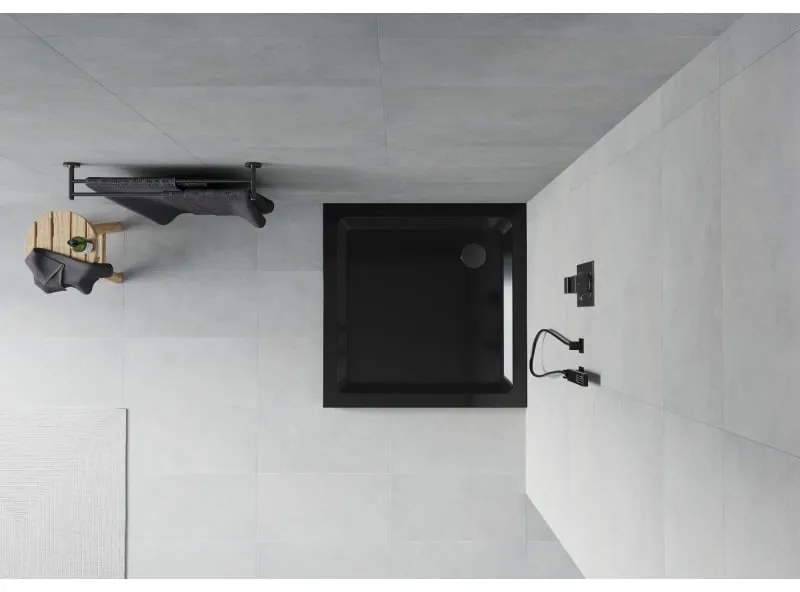 Mexen SLIM - Štvorcová sprchová vanička 80x80x5cm + čierny sifón, čierna, 40708080B