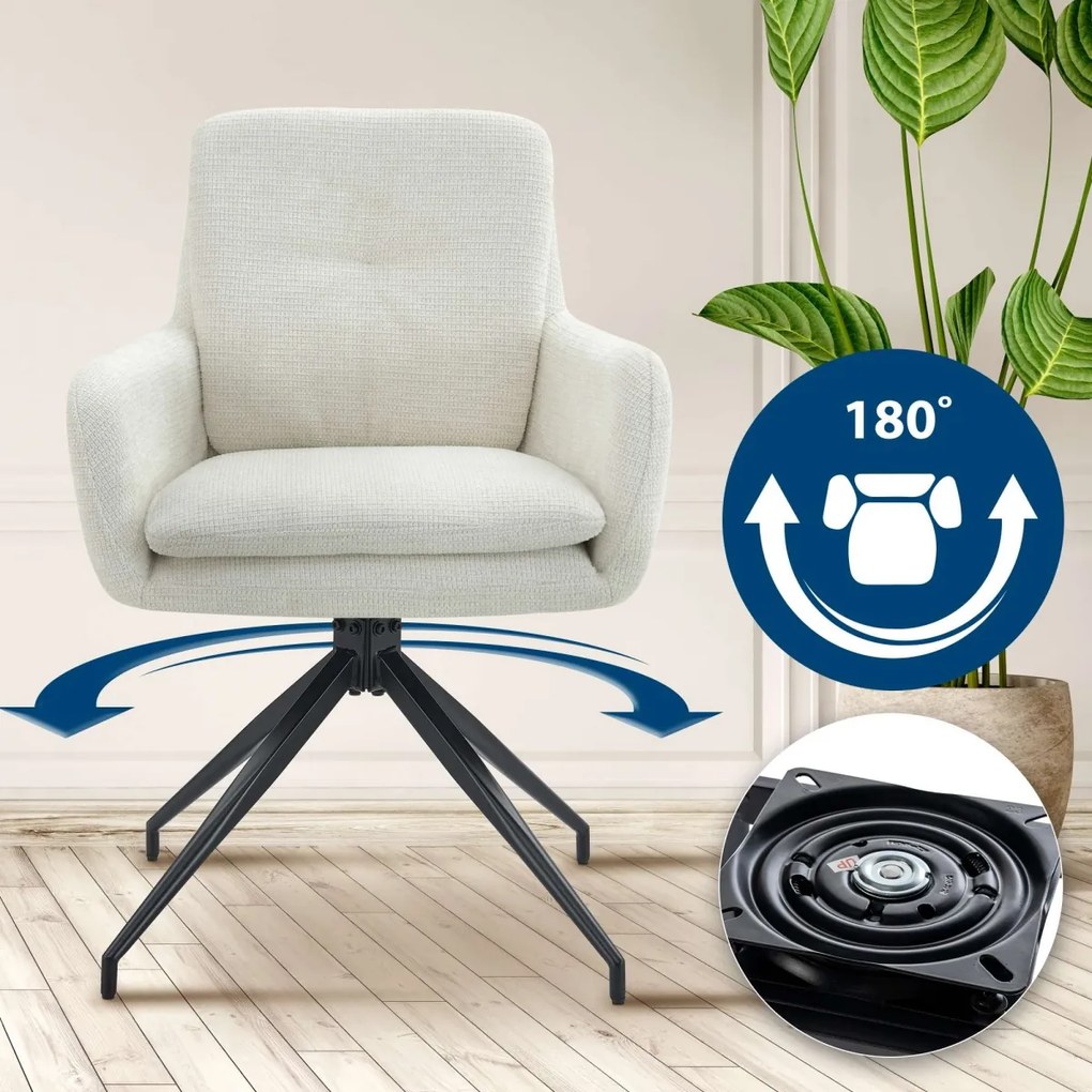 Jedálenská stolička Pickett - látka - krémová