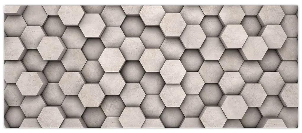 Obraz - Hexagóny v betónovom dizajne (120x50 cm)
