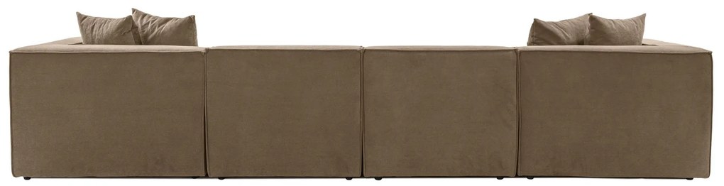 Rohová pohovka Sora s rámom zo 100% hrabového dreva 430 x 102 cm, pravá, hnedá