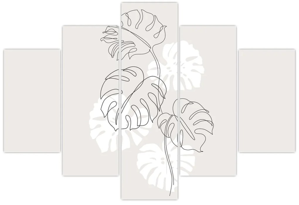 Obraz - Line art monstera N⁰3 (150x105 cm)