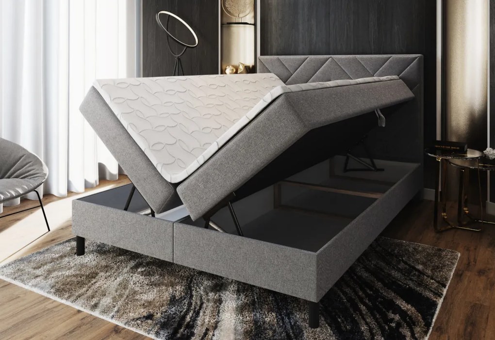 Čalúnená posteľ boxspring ROKIS + topper, 180x200, monolith 37