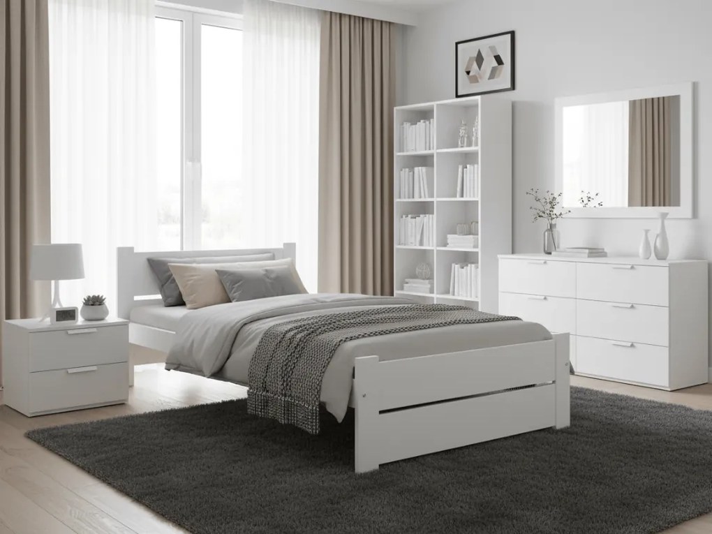 Posteľ IKAROS DOUBLE 90 x 200 cm, biela Rošt: Bez roštu, Matrac: Matrac SOMMERA 18 cm