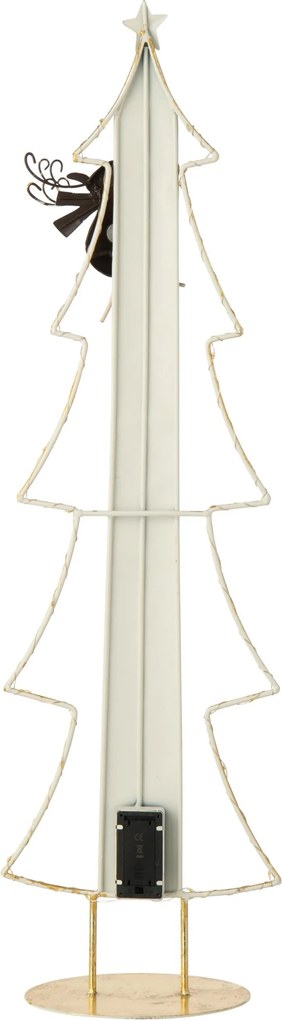 Kovový LED adventný kalendár Vianočný strom biela/zlatá – 23*12*78,5 cm