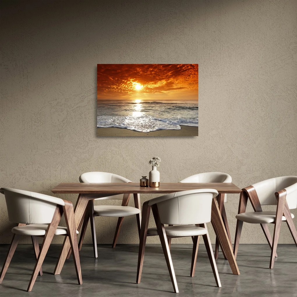 Sklenený obraz západ slnka na Korzike (70x50 cm)