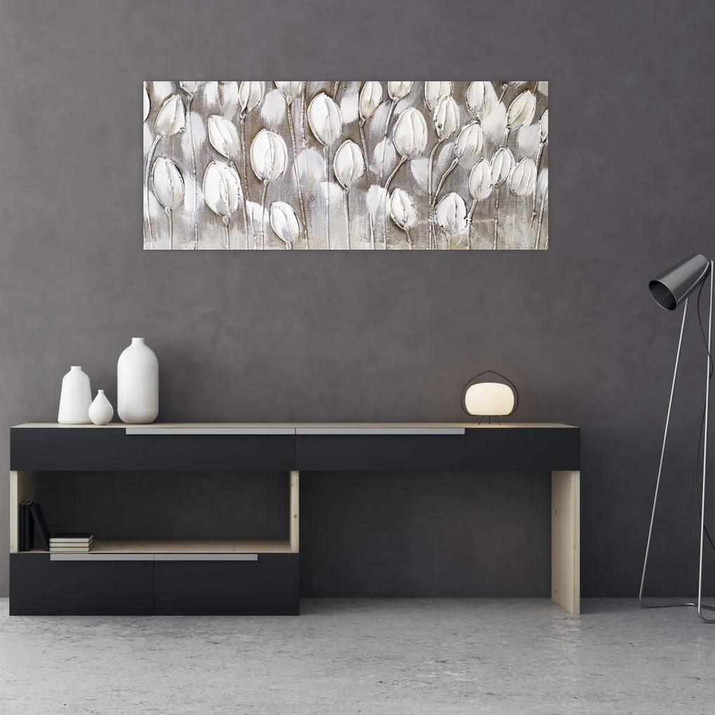 Obraz - Štruktúrované tulipány (120x50 cm)